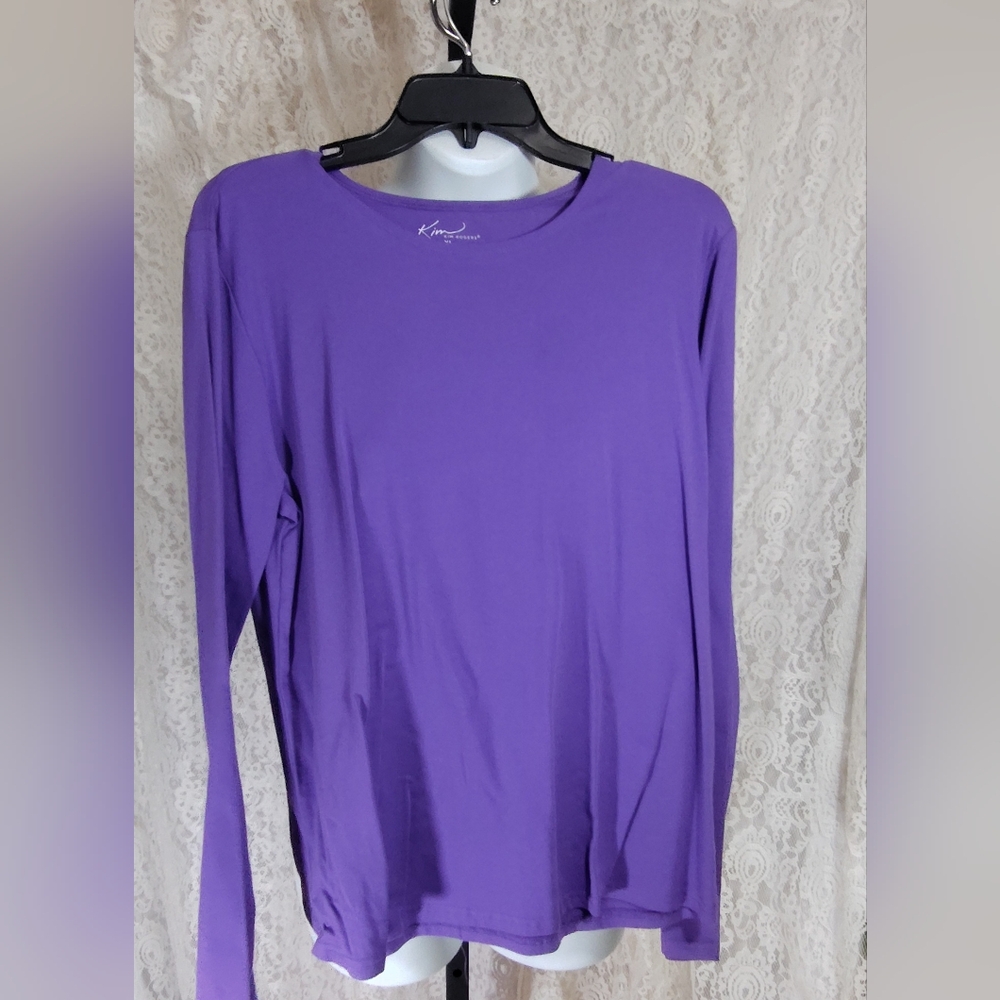 Kim Rogers Women's Purple Long Sleeve Cotton Top NWT By